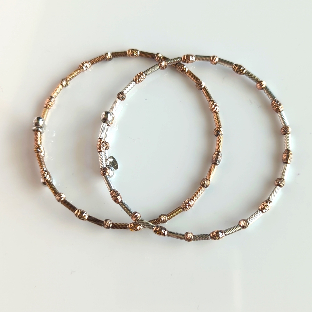 Alex and Ani Sterling and Rose Gold Wrap Bracelets (set/2)